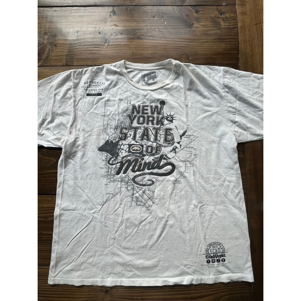 Ecko Unltd Mens New York State of Mind Graphic T-Shirt White 2XL Subway Map